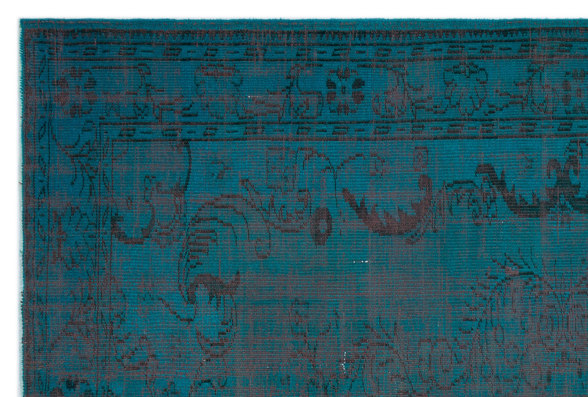 Turquoise  Over Dyed Vintage Rug 6&#39;5&#39;&#39; x 9&#39;7&#39;&#39; ft 195 x 291 cm