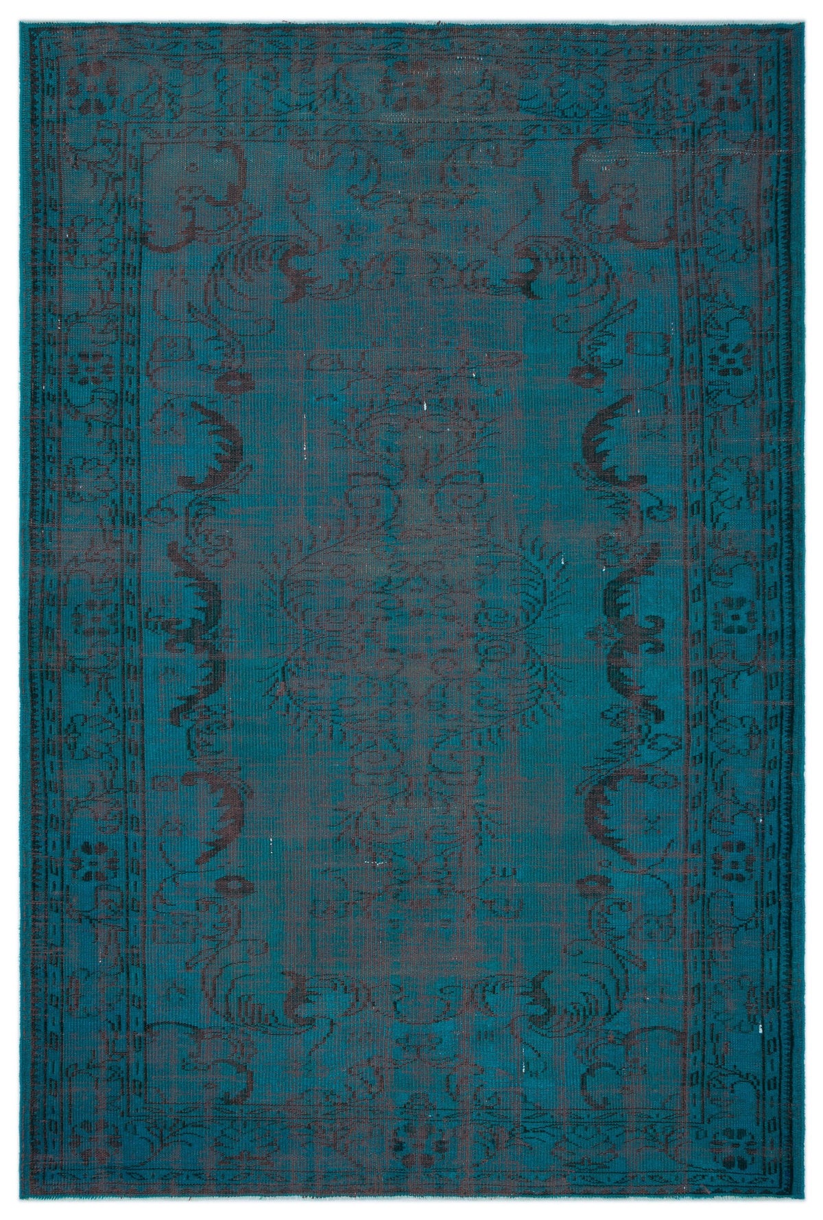 Turquoise  Over Dyed Vintage Rug 6&#39;5&#39;&#39; x 9&#39;7&#39;&#39; ft 195 x 291 cm