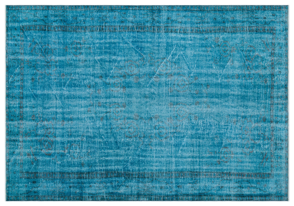 Turquoise  Over Dyed Vintage Rug 6'1'' x 9'0'' ft 185 x 275 cm