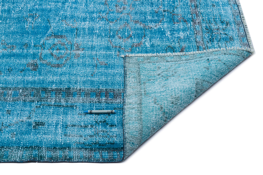 Turquoise  Over Dyed Vintage Rug 6'1'' x 9'0'' ft 185 x 275 cm