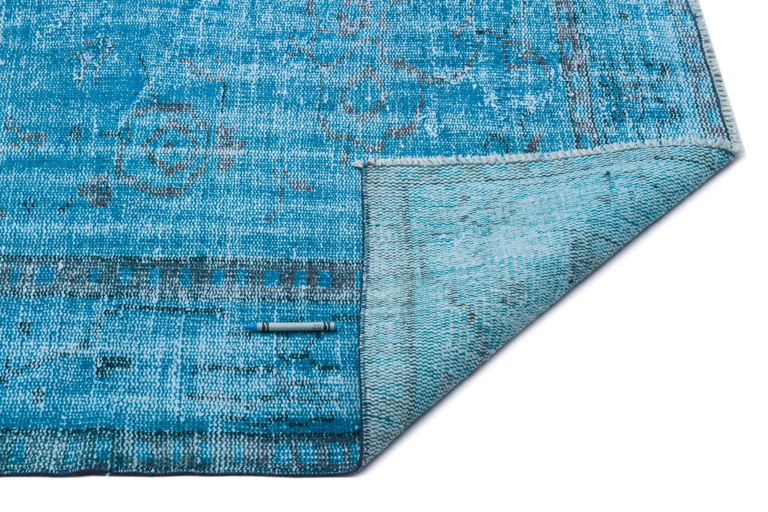 Turquoise  Over Dyed Vintage Rug 6'1'' x 9'0'' ft 185 x 275 cm