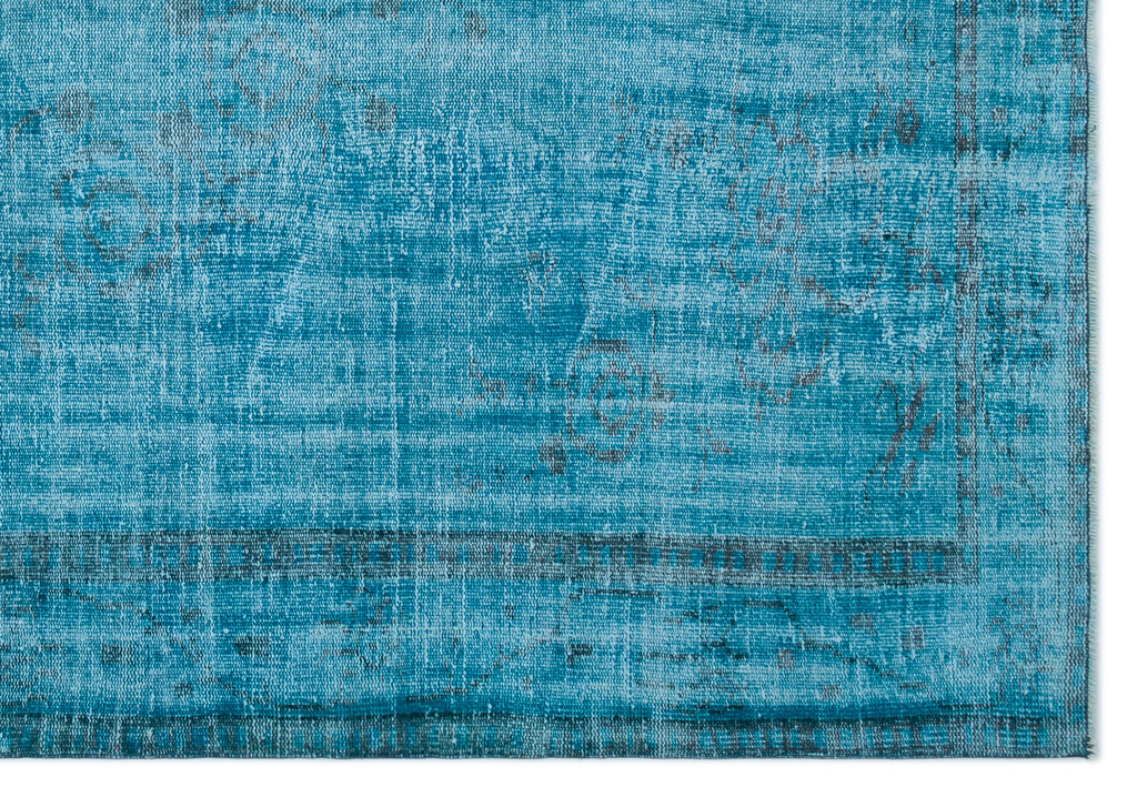 Turquoise  Over Dyed Vintage Rug 6'1'' x 9'0'' ft 185 x 275 cm