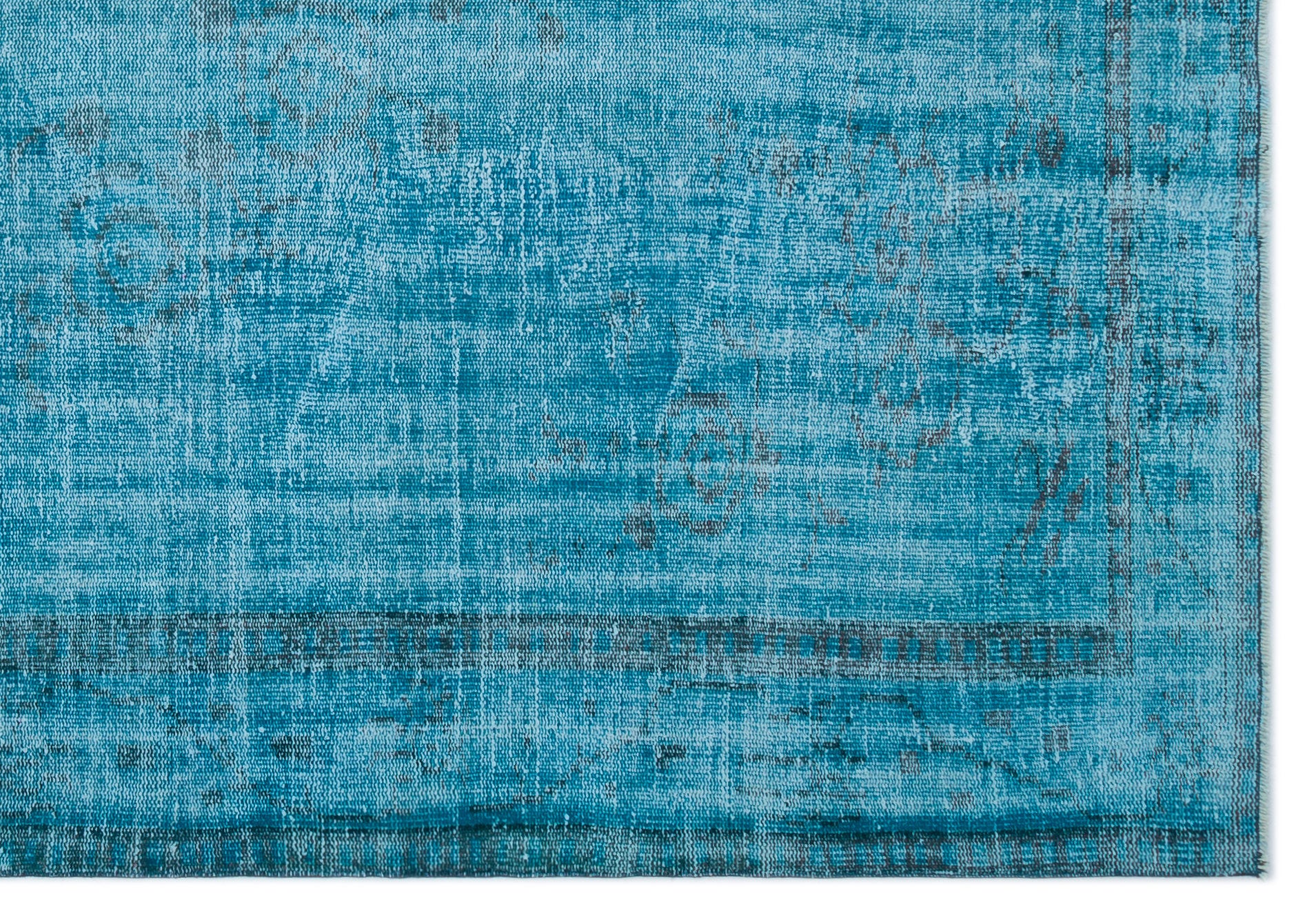 Turquoise  Over Dyed Vintage Rug 6'1'' x 9'0'' ft 185 x 275 cm