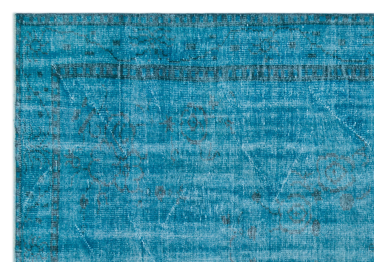 Turquoise  Over Dyed Vintage Rug 6&#39;1&#39;&#39; x 9&#39;0&#39;&#39; ft 185 x 275 cm