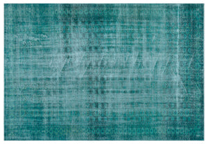 Turquoise  Over Dyed Vintage Rug 6'7'' x 9'3'' ft 200 x 283 cm