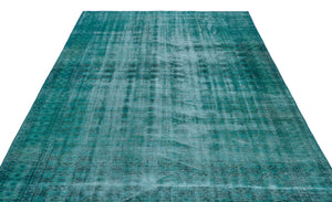 Turquoise  Over Dyed Vintage Rug 6'7'' x 9'3'' ft 200 x 283 cm