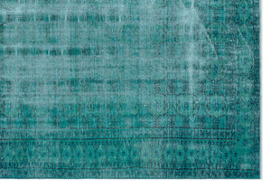 Turquoise  Over Dyed Vintage Rug 6'7'' x 9'3'' ft 200 x 283 cm