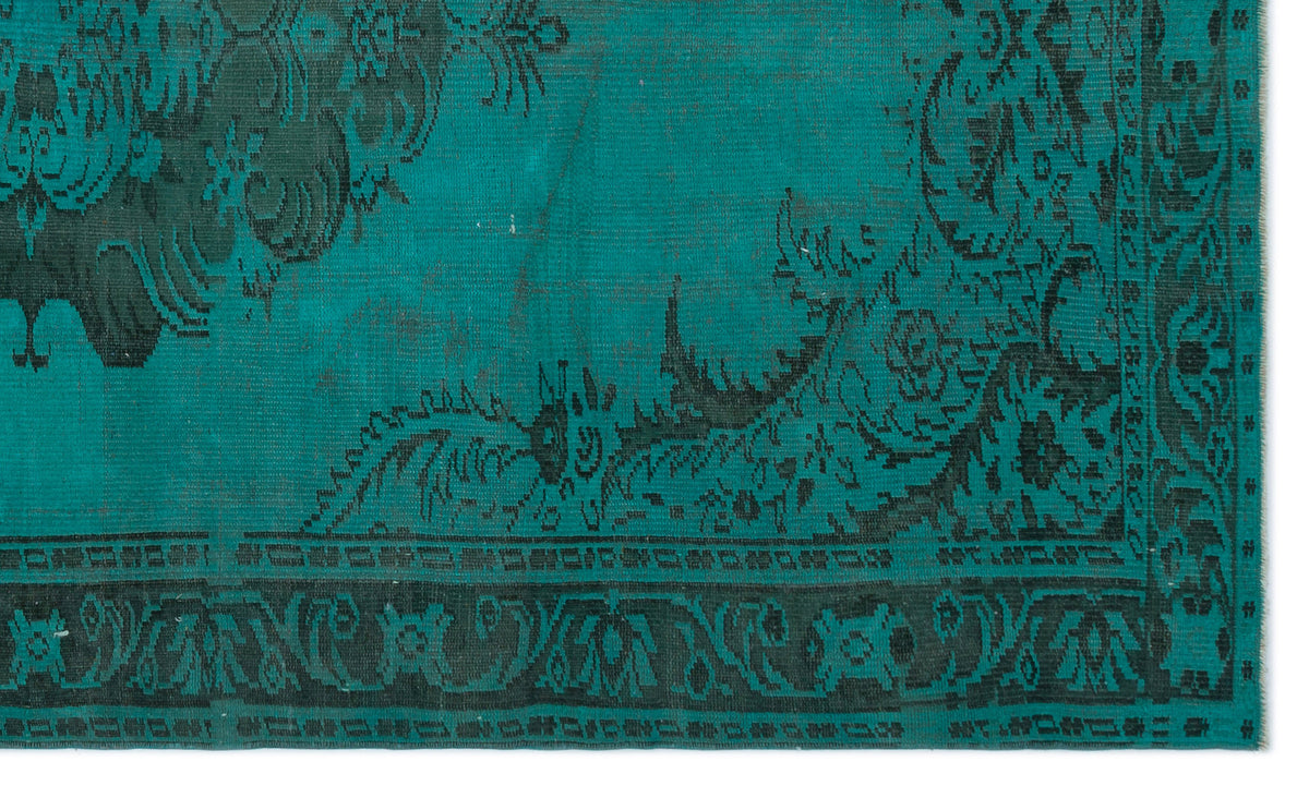 Turquoise  Over Dyed Vintage Rug 5&#39;5&#39;&#39; x 9&#39;4&#39;&#39; ft 166 x 285 cm