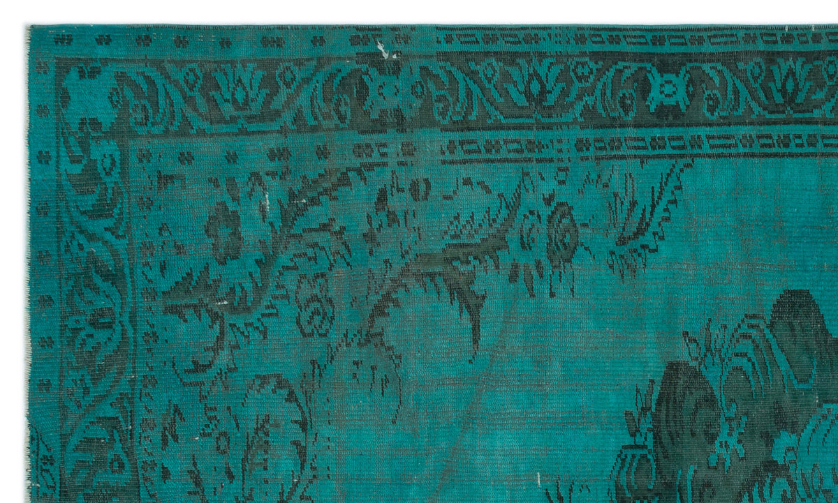Turquoise  Over Dyed Vintage Rug 5&#39;5&#39;&#39; x 9&#39;4&#39;&#39; ft 166 x 285 cm