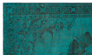 Turquoise  Over Dyed Vintage Rug 5'5'' x 9'4'' ft 166 x 285 cm