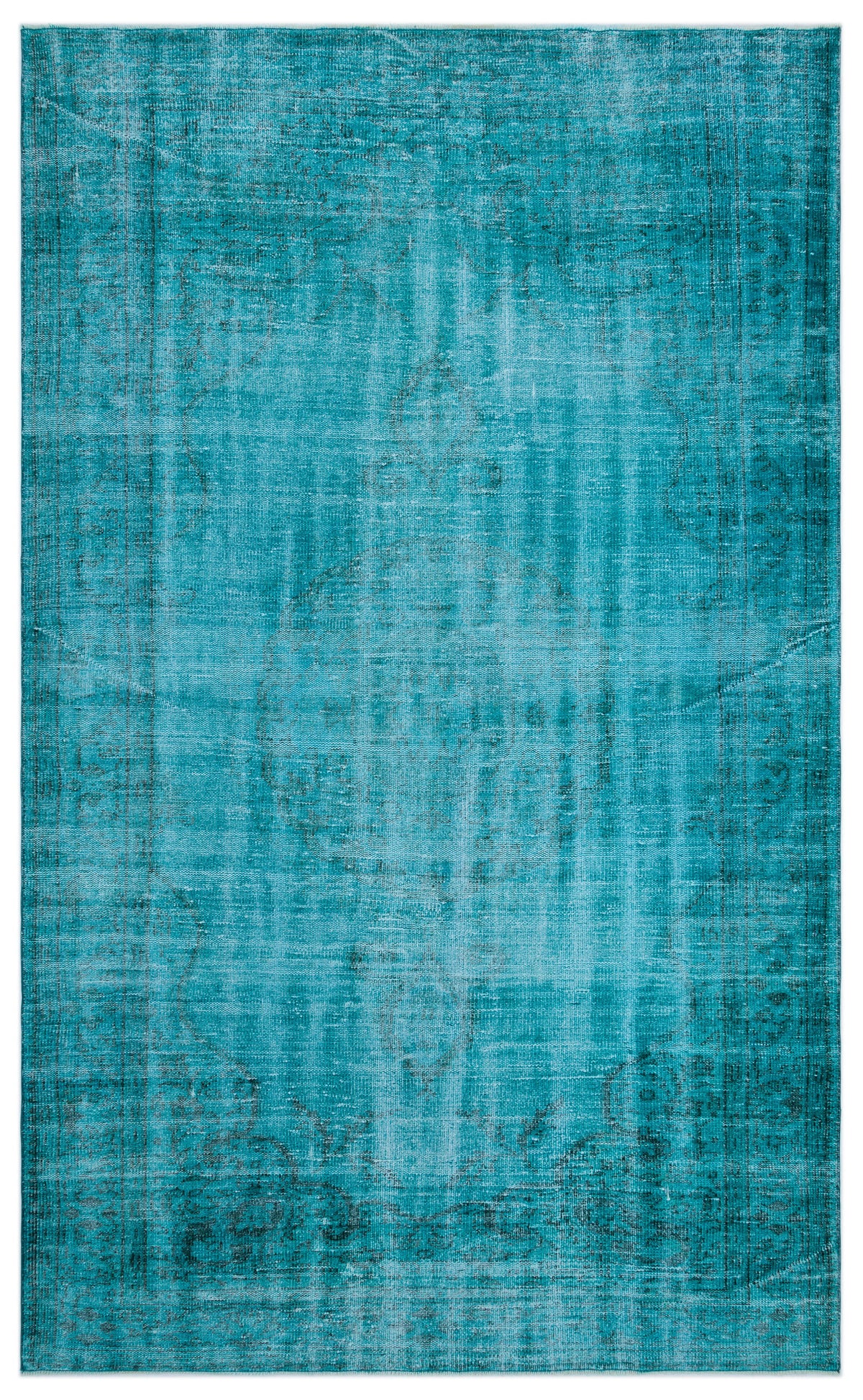 Turquoise  Over Dyed Vintage Rug 6&#39;1&#39;&#39; x 10&#39;1&#39;&#39; ft 185 x 307 cm
