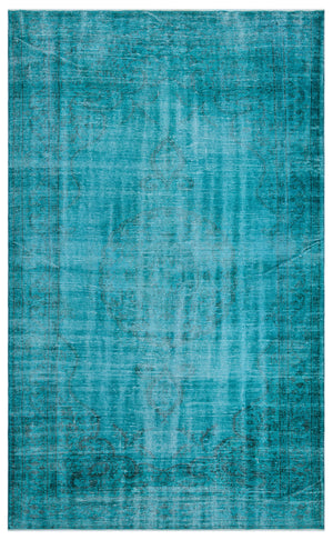 Turquoise  Over Dyed Vintage Rug 6'1'' x 10'1'' ft 185 x 307 cm