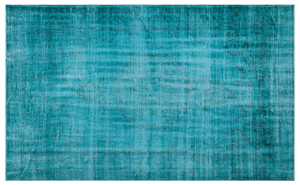 Turquoise  Over Dyed Vintage Rug 6&#39;1&#39;&#39; x 10&#39;1&#39;&#39; ft 185 x 307 cm