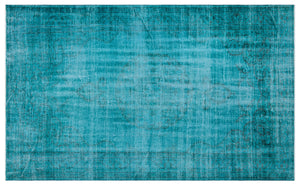 Turquoise  Over Dyed Vintage Rug 6'1'' x 10'1'' ft 185 x 307 cm