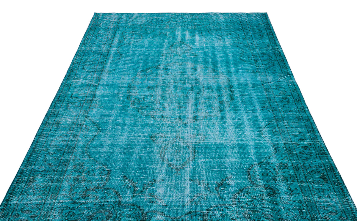 Turquoise  Over Dyed Vintage Rug 6&#39;1&#39;&#39; x 10&#39;1&#39;&#39; ft 185 x 307 cm