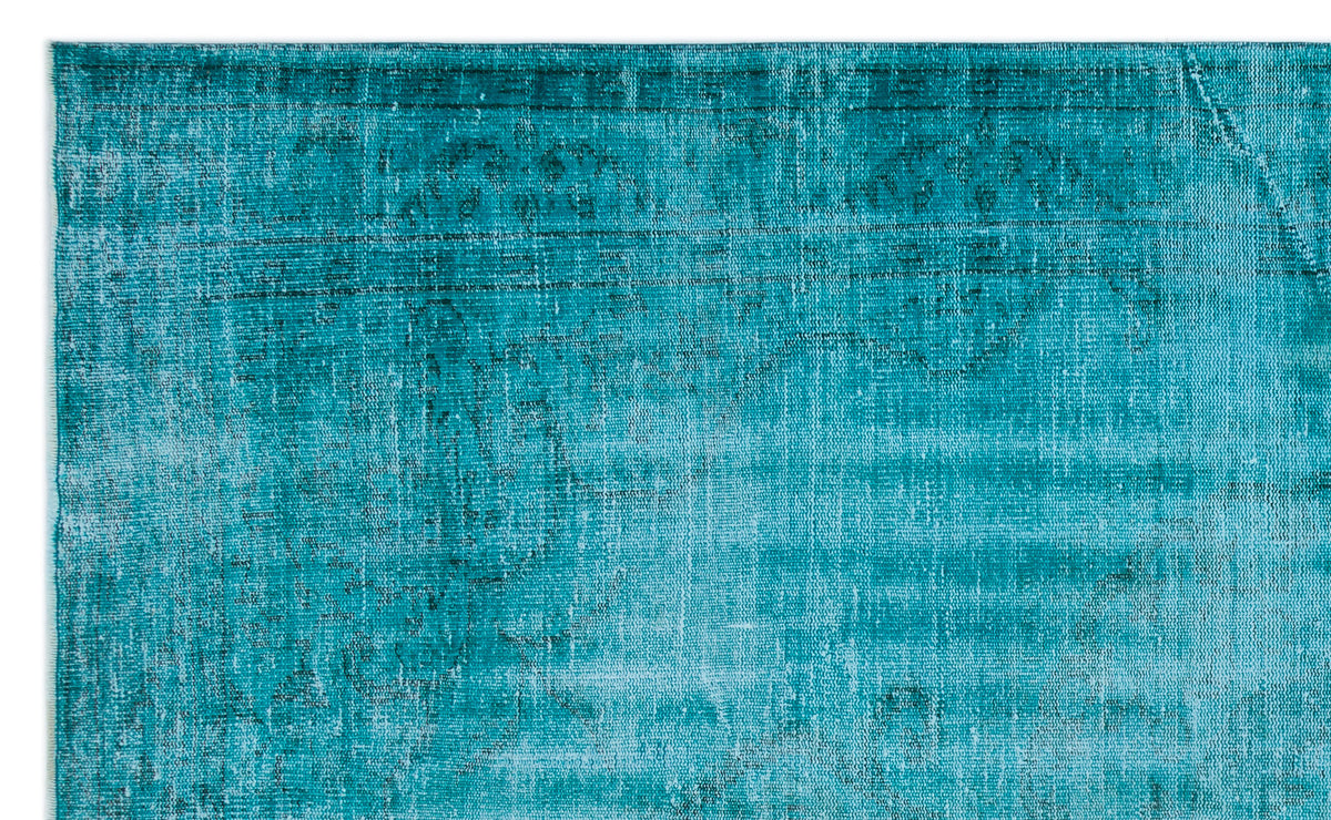 Turquoise  Over Dyed Vintage Rug 6&#39;1&#39;&#39; x 10&#39;1&#39;&#39; ft 185 x 307 cm