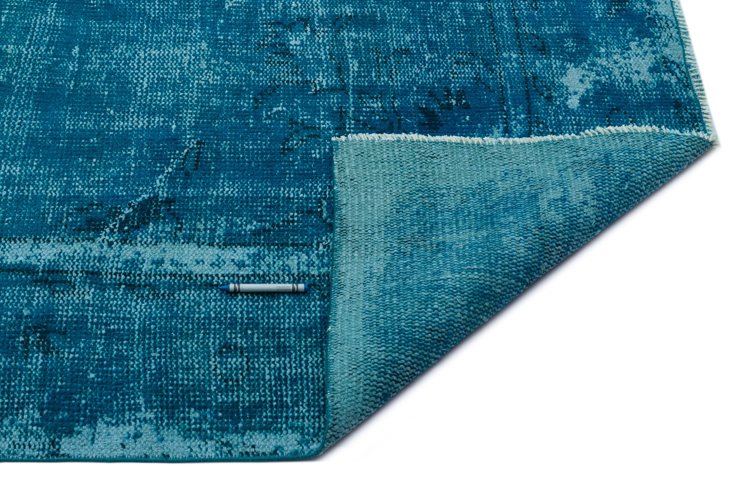 Turquoise  Over Dyed Vintage Rug 6'1'' x 8'11'' ft 185 x 272 cm