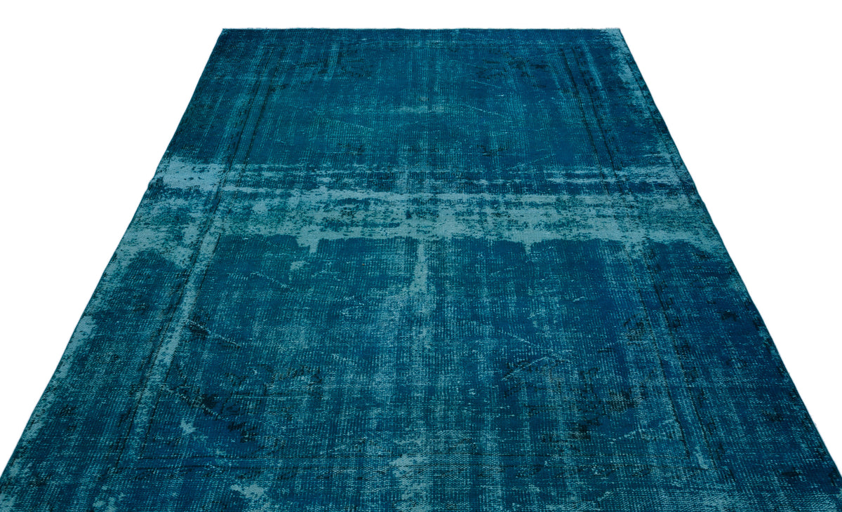 Turquoise  Over Dyed Vintage Rug 6&#39;1&#39;&#39; x 8&#39;11&#39;&#39; ft 185 x 272 cm
