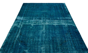 Turquoise  Over Dyed Vintage Rug 6'1'' x 8'11'' ft 185 x 272 cm
