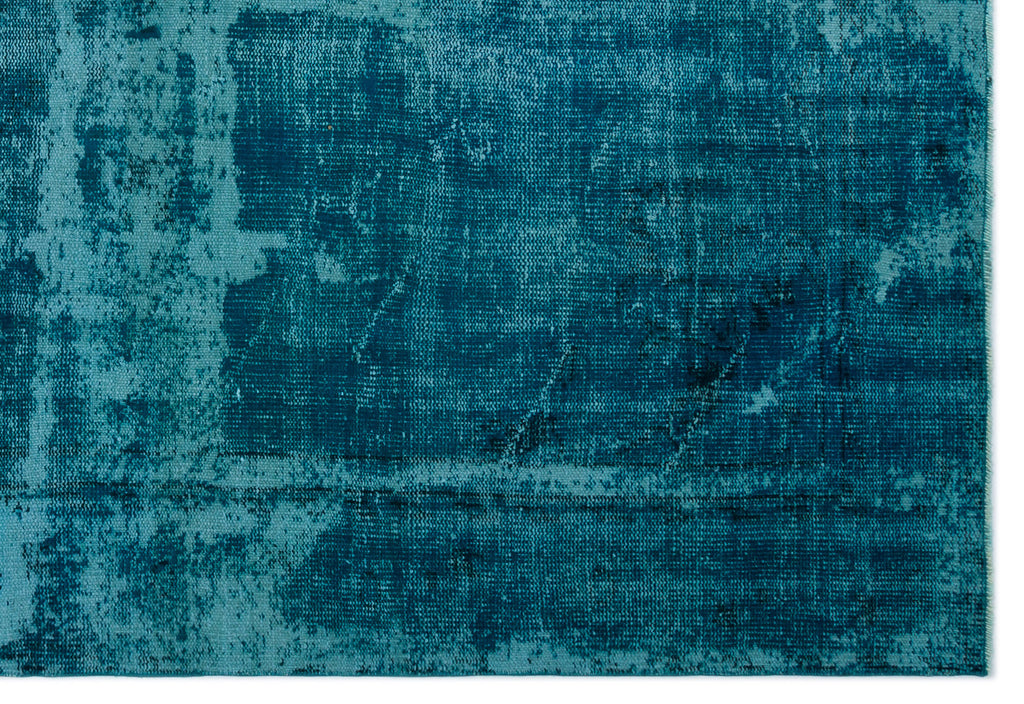 Turquoise  Over Dyed Vintage Rug 6'1'' x 8'11'' ft 185 x 272 cm