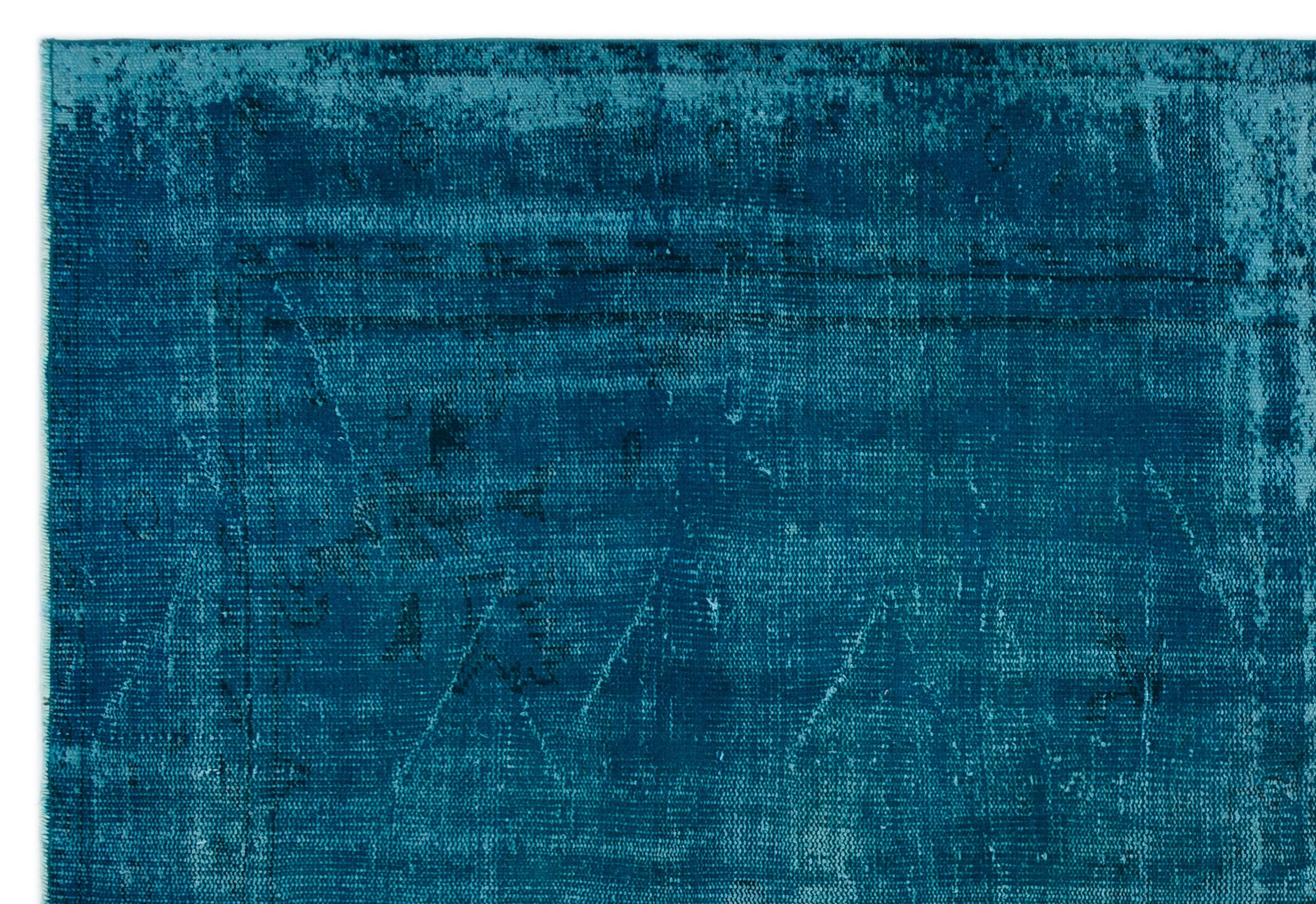 Turquoise  Over Dyed Vintage Rug 6'1'' x 8'11'' ft 185 x 272 cm