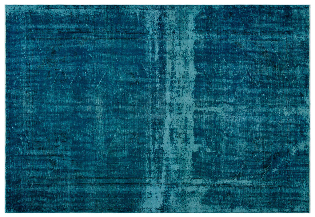 Turquoise  Over Dyed Vintage Rug 6'1'' x 8'11'' ft 185 x 272 cm