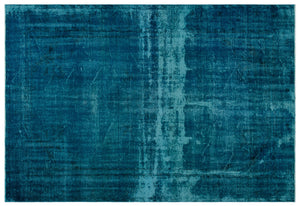 Turquoise  Over Dyed Vintage Rug 6'1'' x 8'11'' ft 185 x 272 cm