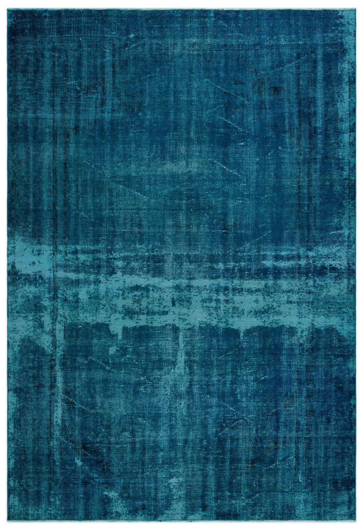 Turquoise  Over Dyed Vintage Rug 6&#39;1&#39;&#39; x 8&#39;11&#39;&#39; ft 185 x 272 cm