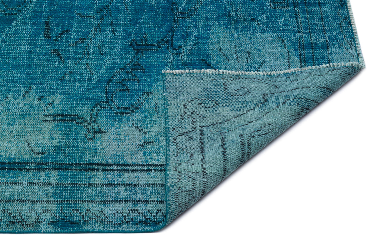 Turquoise  Over Dyed Vintage Rug 6&#39;2&#39;&#39; x 8&#39;9&#39;&#39; ft 189 x 267 cm