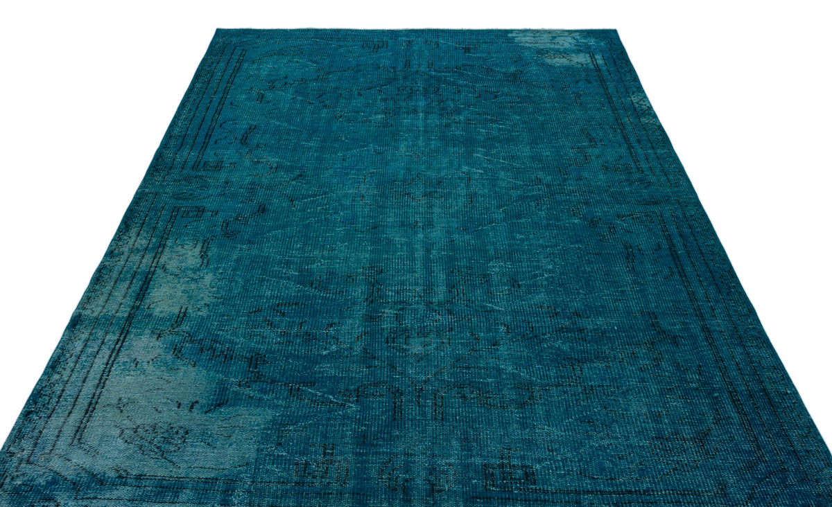 Turquoise  Over Dyed Vintage Rug 6&#39;2&#39;&#39; x 8&#39;9&#39;&#39; ft 189 x 267 cm