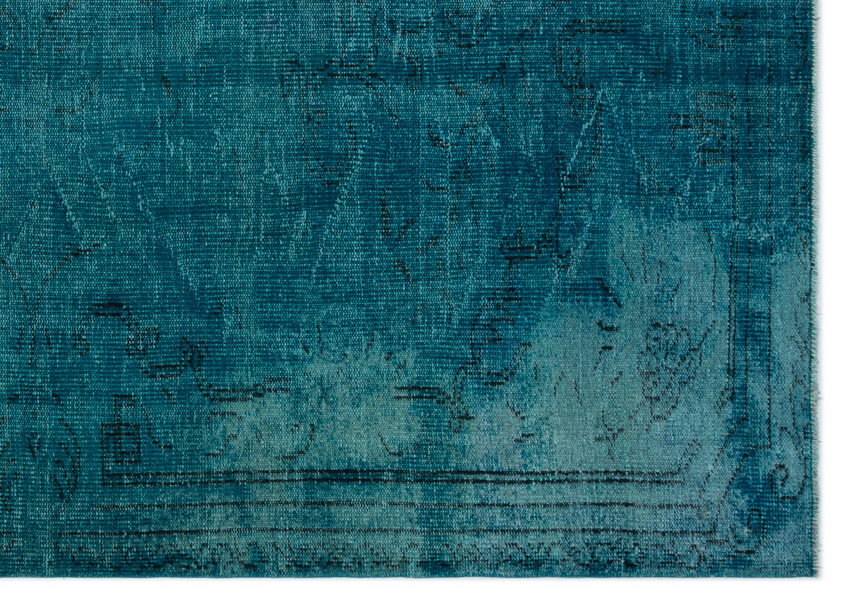 Turquoise  Over Dyed Vintage Rug 6&#39;2&#39;&#39; x 8&#39;9&#39;&#39; ft 189 x 267 cm