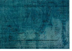 Turquoise  Over Dyed Vintage Rug 6'2'' x 8'9'' ft 189 x 267 cm