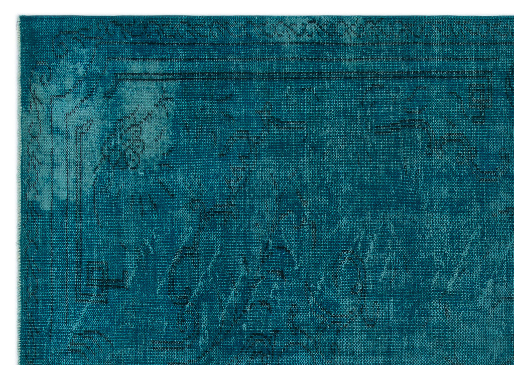 Turquoise  Over Dyed Vintage Rug 6'2'' x 8'9'' ft 189 x 267 cm