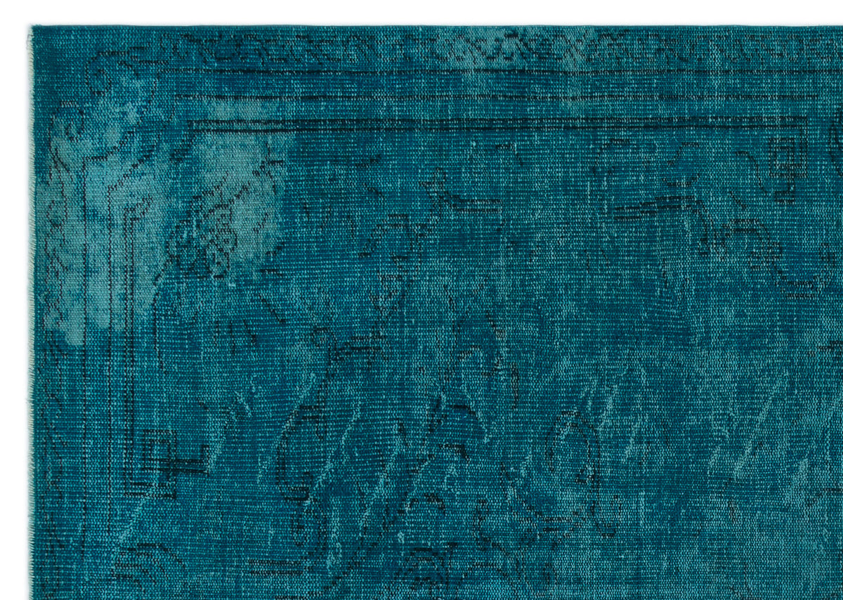 Turquoise  Over Dyed Vintage Rug 6&#39;2&#39;&#39; x 8&#39;9&#39;&#39; ft 189 x 267 cm