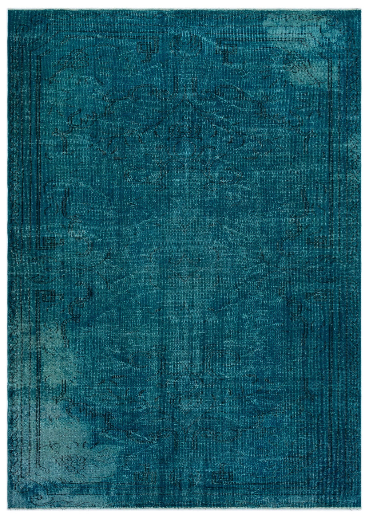 Turquoise  Over Dyed Vintage Rug 6&#39;2&#39;&#39; x 8&#39;9&#39;&#39; ft 189 x 267 cm