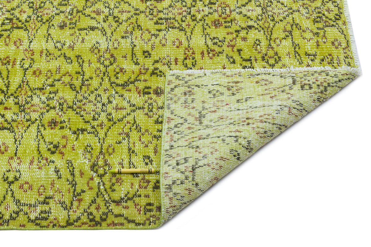 Green Over Dyed Vintage Rug 5&#39;5&#39;&#39; x 8&#39;8&#39;&#39; ft 166 x 264 cm