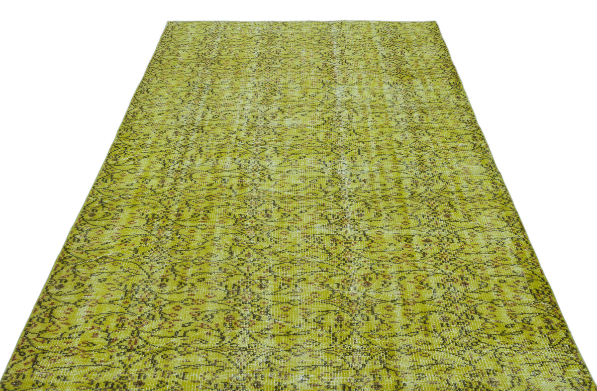 Green Over Dyed Vintage Rug 5&#39;5&#39;&#39; x 8&#39;8&#39;&#39; ft 166 x 264 cm