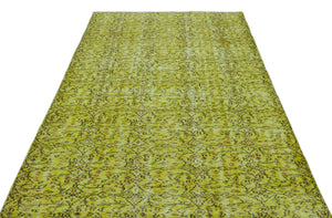 Green Over Dyed Vintage Rug 5'5'' x 8'8'' ft 166 x 264 cm