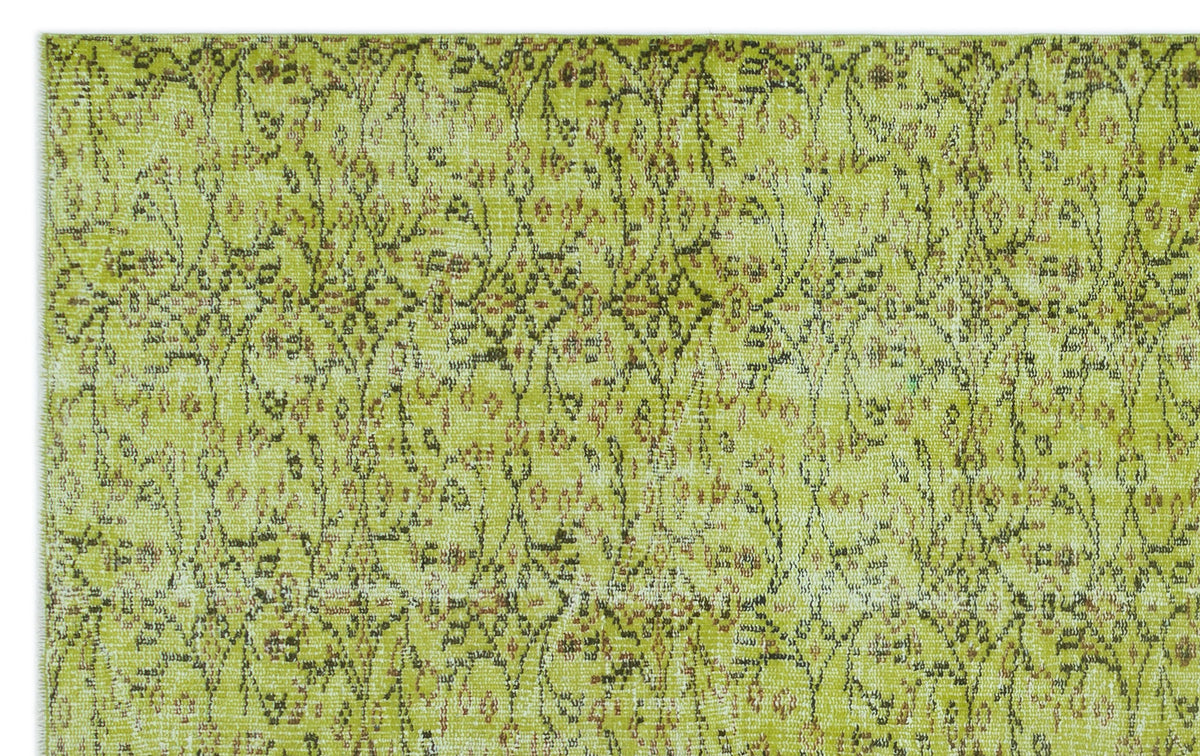 Green Over Dyed Vintage Rug 5&#39;5&#39;&#39; x 8&#39;8&#39;&#39; ft 166 x 264 cm