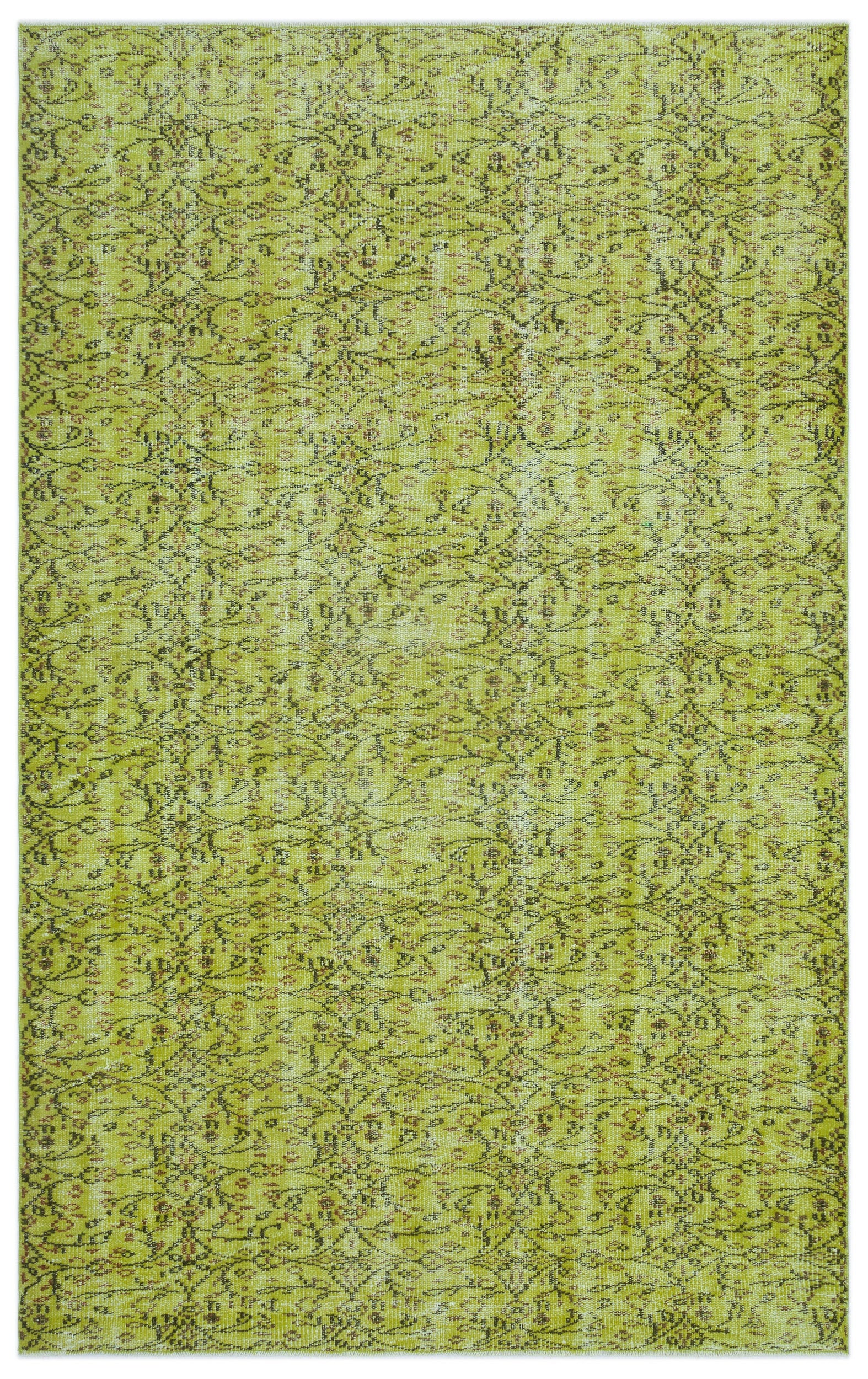 Green Over Dyed Vintage Rug 5'5'' x 8'8'' ft 166 x 264 cm