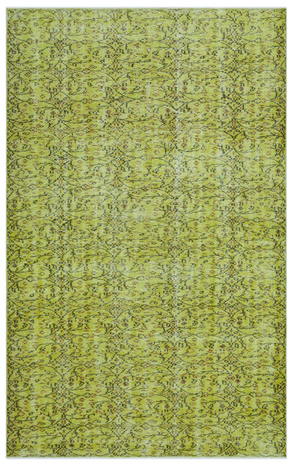 Green Over Dyed Vintage Rug 5&#39;5&#39;&#39; x 8&#39;8&#39;&#39; ft 166 x 264 cm