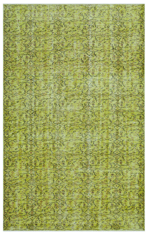 Green Over Dyed Vintage Rug 5'5'' x 8'8'' ft 166 x 264 cm