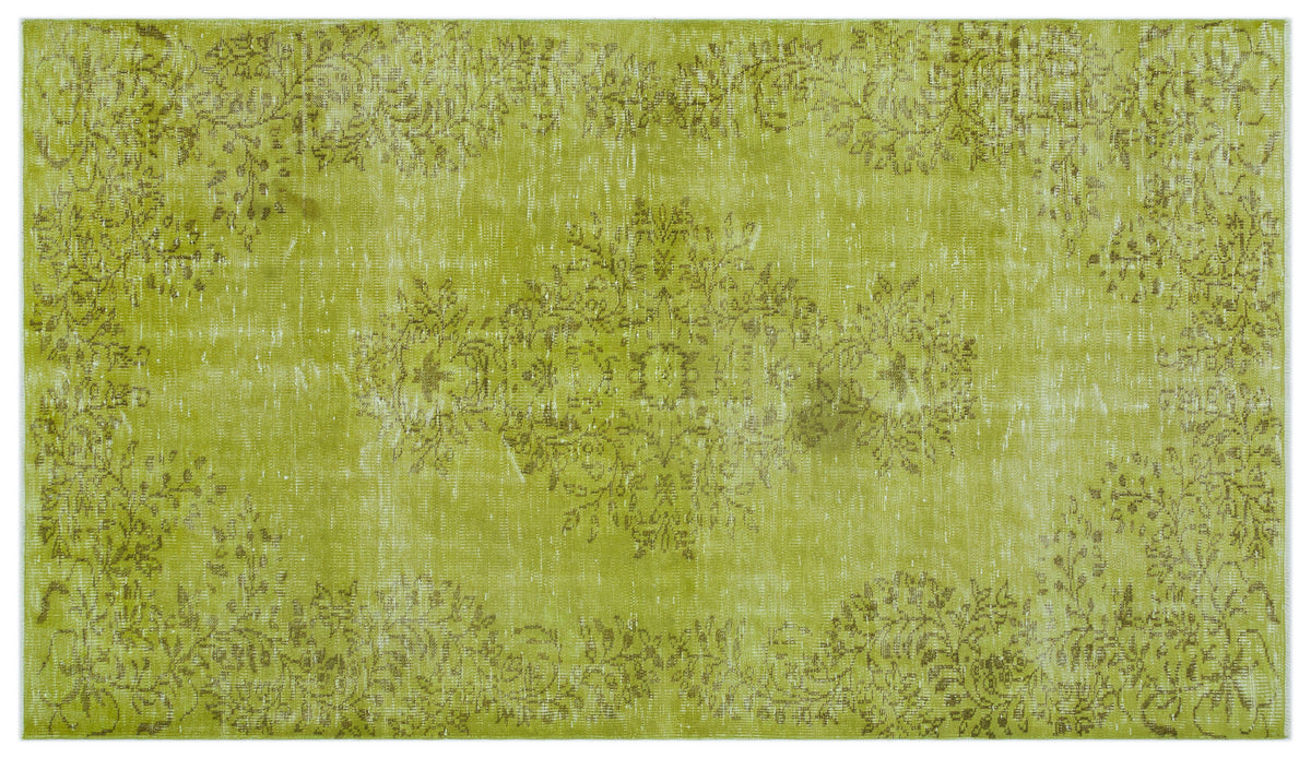 Green Over Dyed Vintage Rug 5&#39;1&#39;&#39; x 8&#39;12&#39;&#39; ft 156 x 274 cm