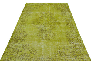 Green Over Dyed Vintage Rug 5'1'' x 8'12'' ft 156 x 274 cm