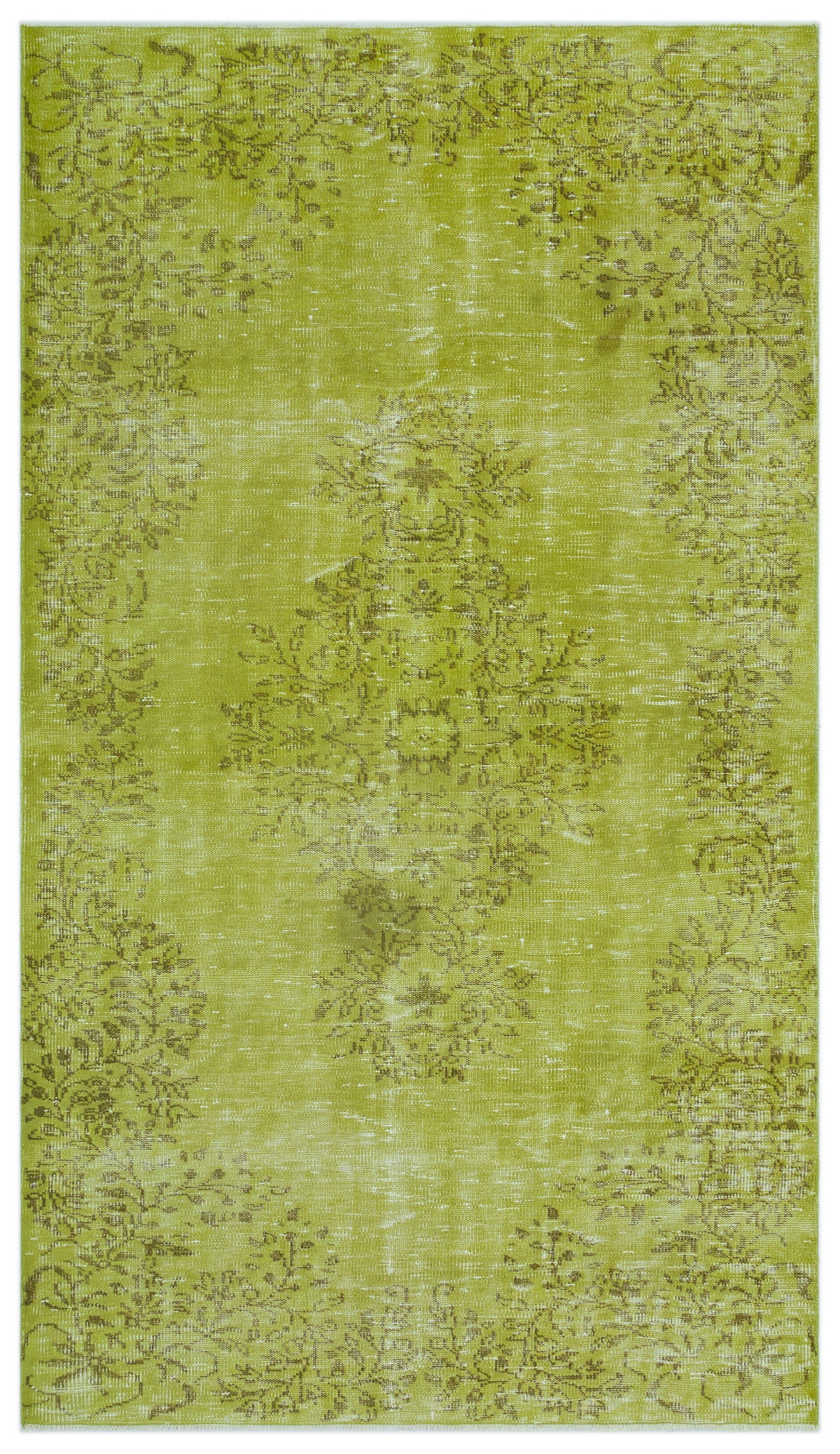 Green Over Dyed Vintage Rug 5&#39;1&#39;&#39; x 8&#39;12&#39;&#39; ft 156 x 274 cm