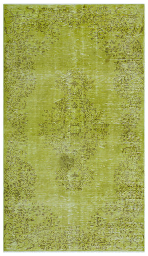 Green Over Dyed Vintage Rug 5'1'' x 8'12'' ft 156 x 274 cm