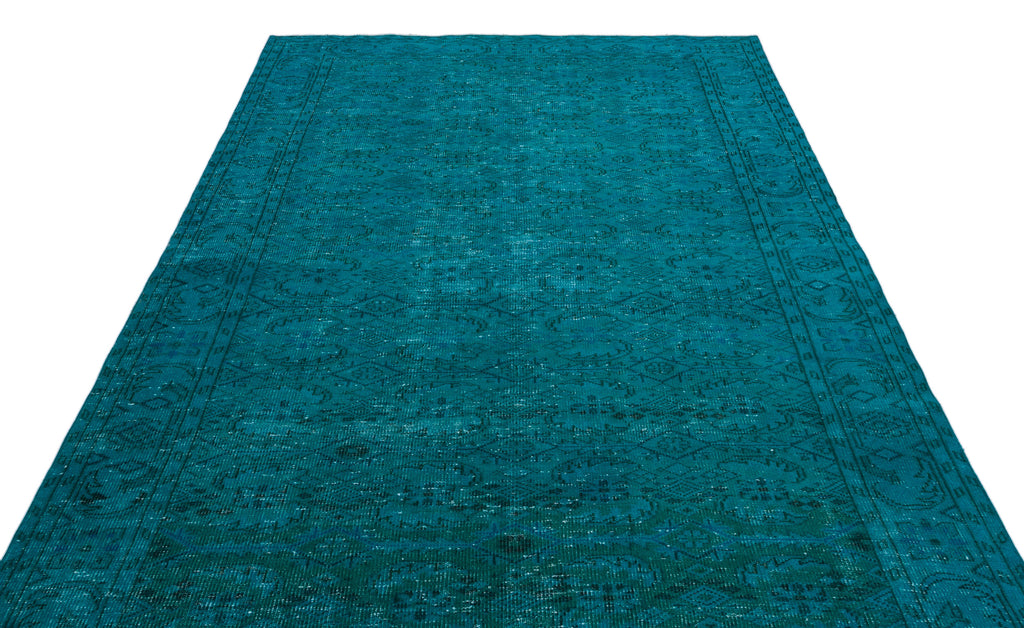 Turquoise  Over Dyed Vintage Rug 6'4'' x 9'9'' ft 193 x 297 cm