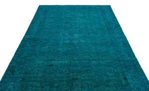 Turquoise  Over Dyed Vintage Rug 6'4'' x 9'9'' ft 193 x 297 cm