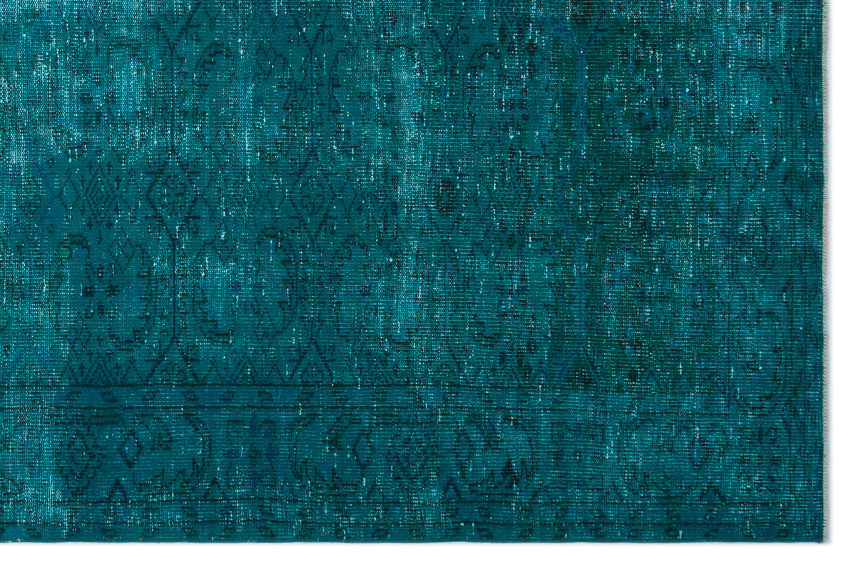 Turquoise  Over Dyed Vintage Rug 6&#39;4&#39;&#39; x 9&#39;9&#39;&#39; ft 193 x 297 cm