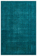 Turquoise  Over Dyed Vintage Rug 6'4'' x 9'9'' ft 193 x 297 cm